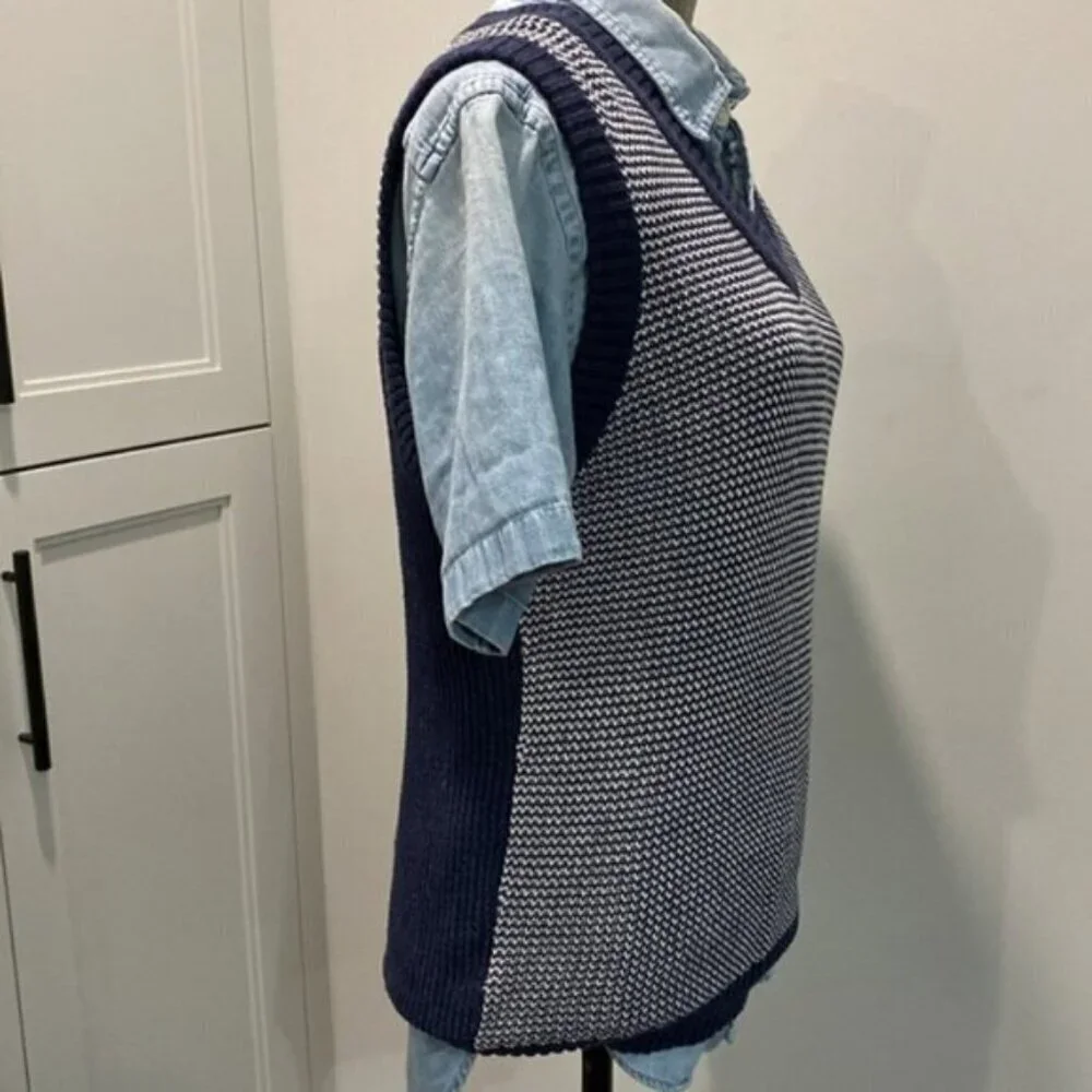TRONATA Blue Knit Sweater Vest - Picture 11 of 15
